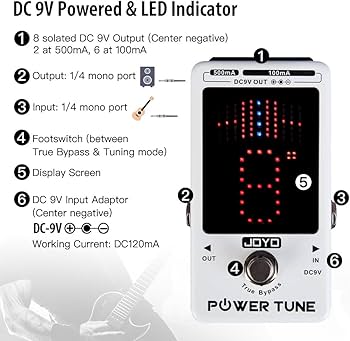 JOYO POWER TUNE ギターエフェクター Amazon.com: JOYO Power Supply Tuner Pedal with Isolated 8